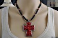 RED HOWLITE TURQUOISE CHIP CROSS 